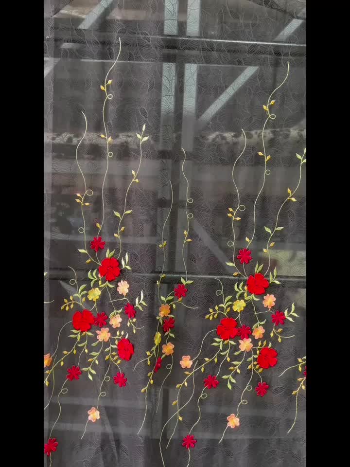 1 Yard Embroidered Mesh Lace Fabric DIY Dress Gown Clothing Decoration