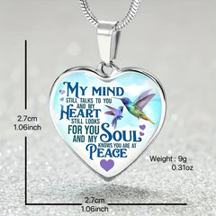Heart Shape Bird Text Pendant Necklace Men's Party Jewelry