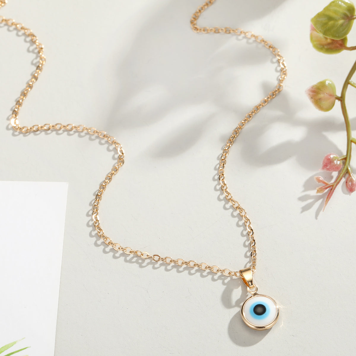 Devil's Eye Shape Pendant Necklace Adjustable Clavicle Chain