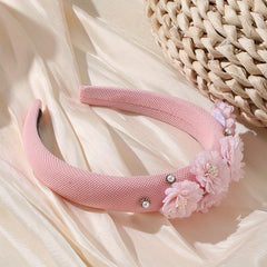 Flower Headband Faux Pearl Headdress Hair Band