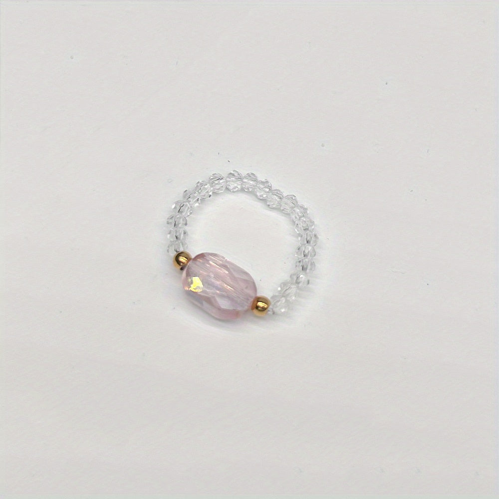 Colorful Crystal Glass Beads Ring for Women