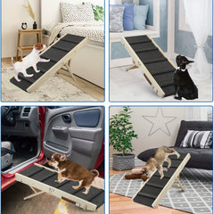 Adjustable Dog Ramp Wooden Folding Portable Pet Ramp