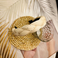 Rhinestone Inlaid Braided Headband Wide Hair Band