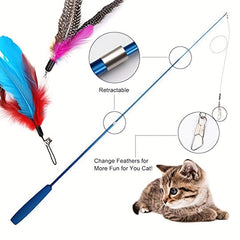 Interactive Feather Teaser Wand for Cats