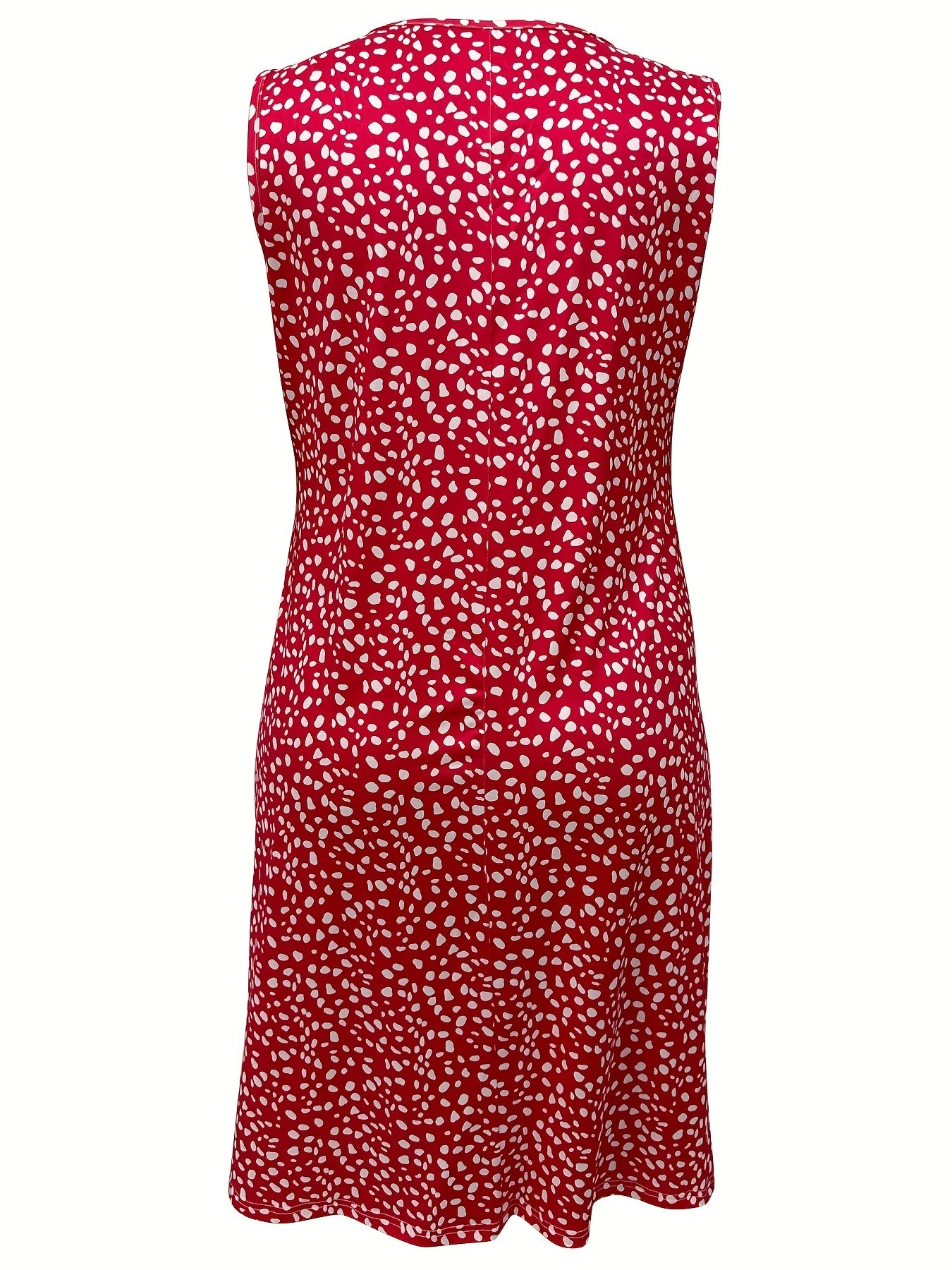  Casual Tank Dress Women's Plus Allover Print Round Neck Medium Stretch