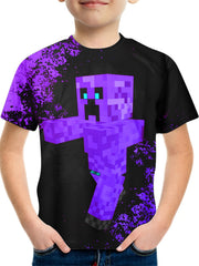 Boy's Monster Block Graphic T Shirt Casual Breathable Novel Tee