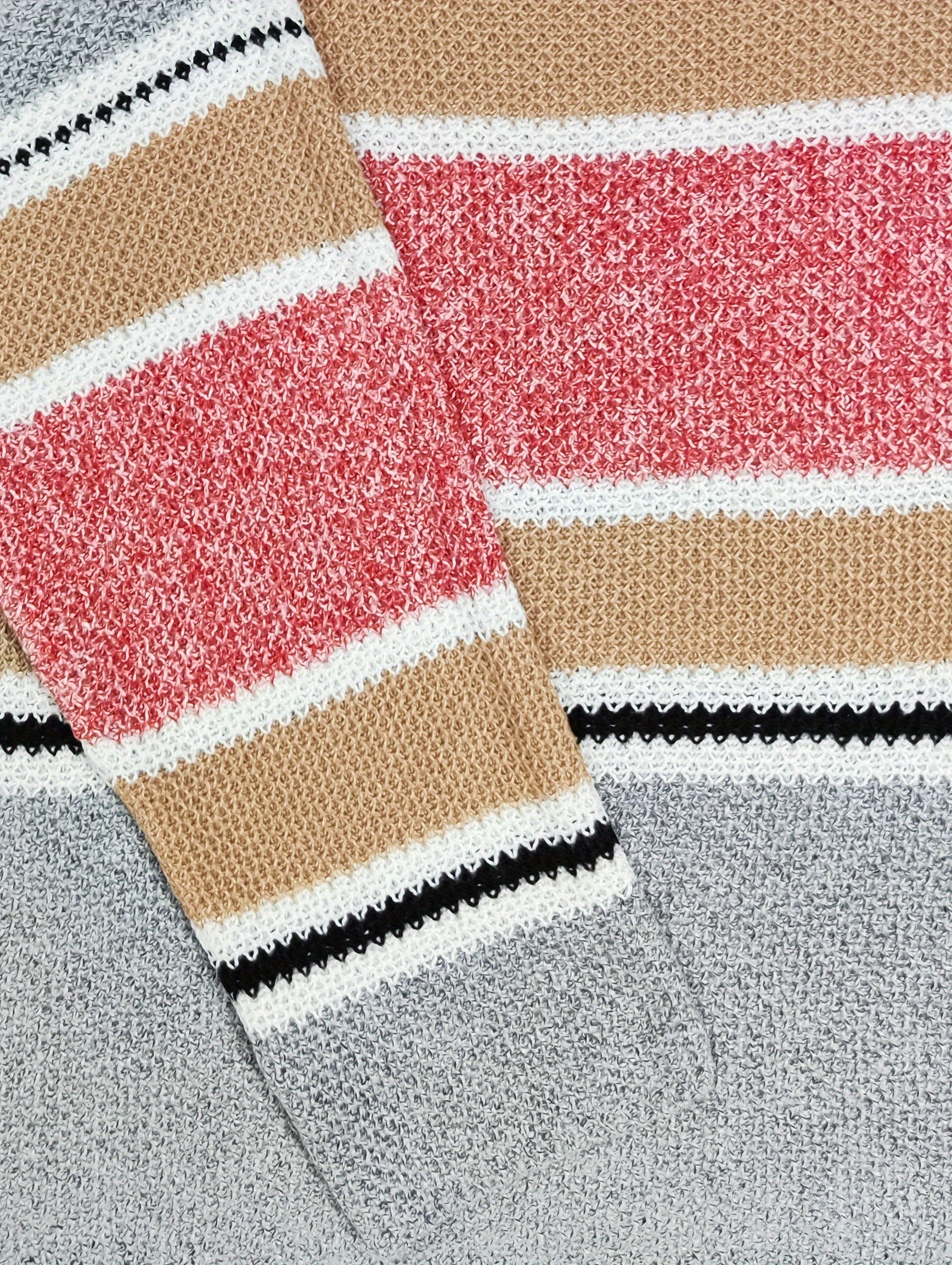  Colorblock Stripe Print One Shoulder Jumper