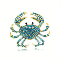 Crab Brooches Rhinestone Sea Animal Party Office Pins