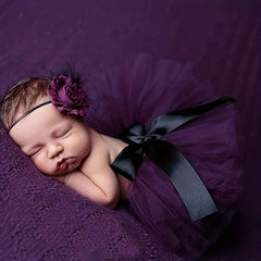 2pcs Newborn Fluffy Skirt Headband Baby Rabbit Skirt purple pink