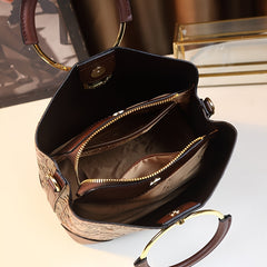 Vintage Flower Pattern Handbag Bucket Bag Women's Crossbody Purse