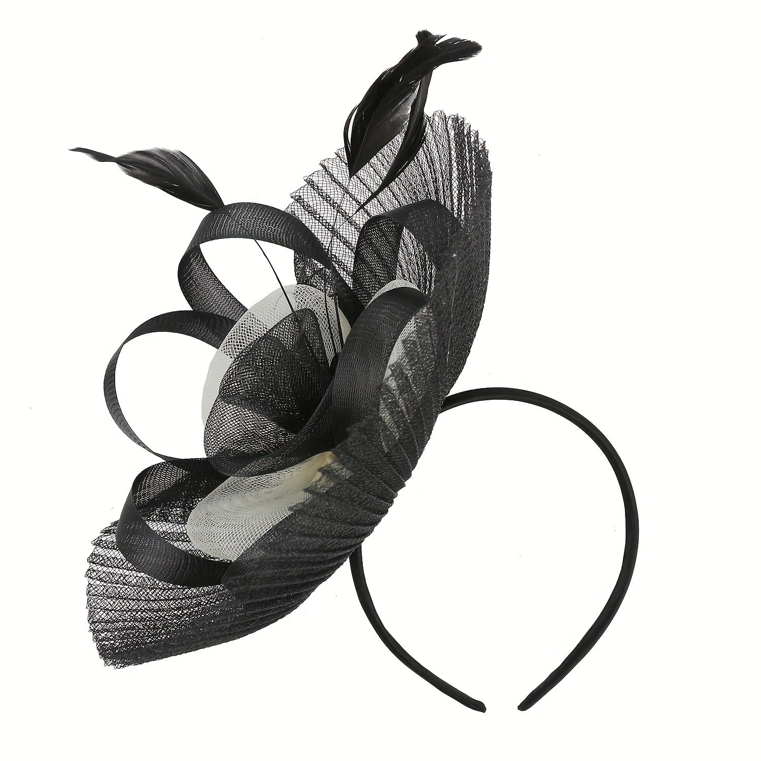 Pleated Mesh Flower Fascinator Hat With Veil Headwear 20s Hat