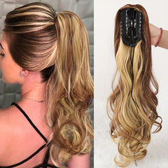 Long Curly Wavy Ponytail Extensions Synthetic Clip In Hair Extensions