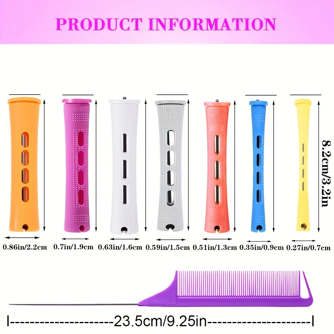 10pcs Hair Perm Rods with Comb, Bands Short Curlers for Styling