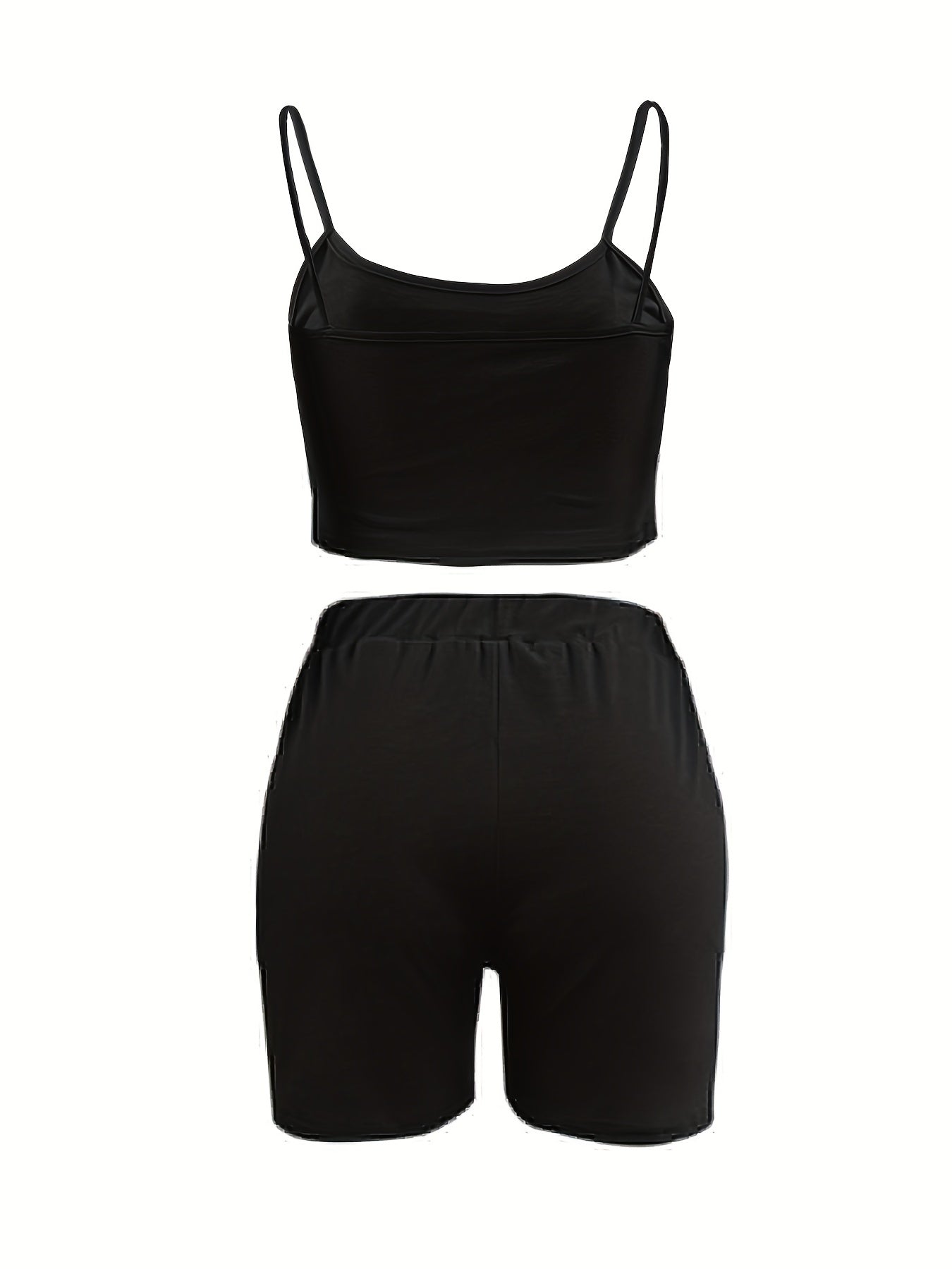  Lemon & Letter Print Cami Crop Top & Shorts 2 Piece Set