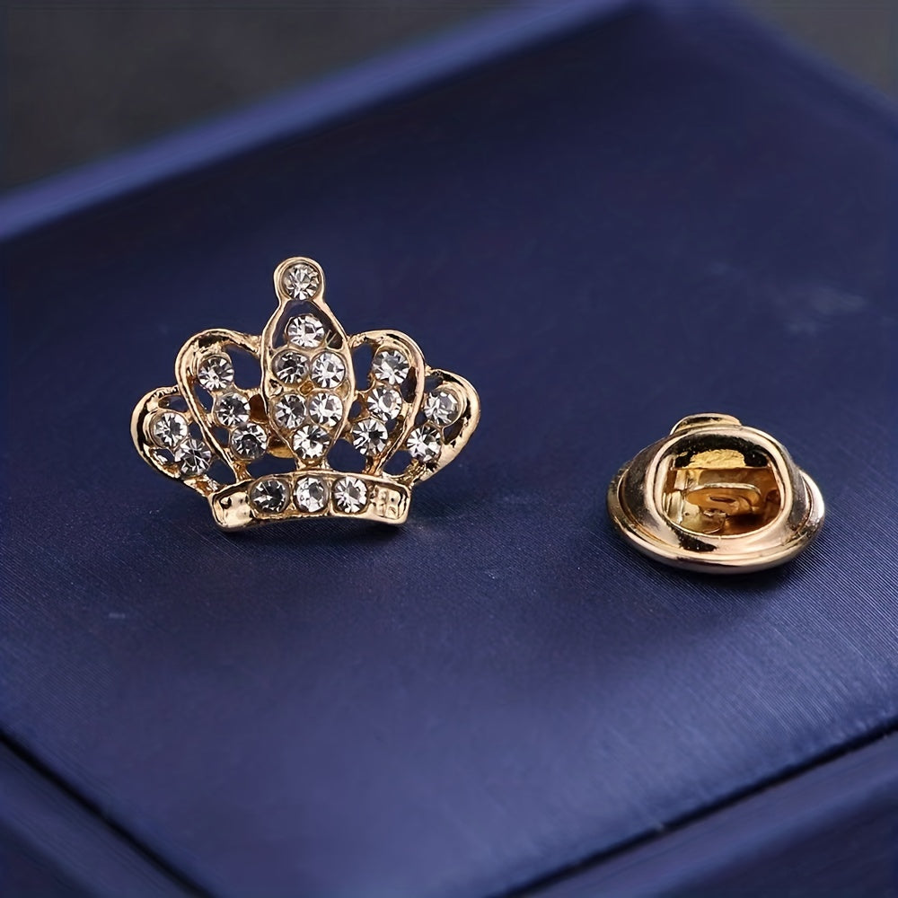 Fashionable Diamond Horse Needle Crown Brooch for Men's Suits Shirts