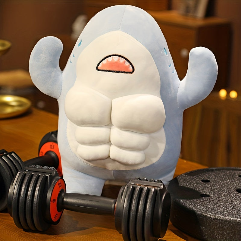Funny Muscle Shark Plush Toy Stuffed Animal Hug Pillow 38 cm Gift