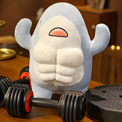 Funny Muscle Shark Plush Toy Stuffed Animal Hug Pillow 38 cm Gift