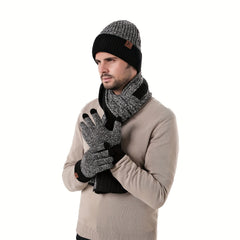 Jacquard Touch Screen Gloves Beanie Hat Scarf Set