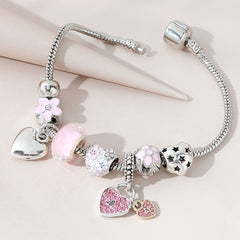 Heart Pendant Bracelet With Lantern Beads Lovely Chain For Women