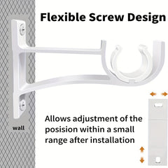 Heavy Duty Double Curtain Rod Brackets, Set of 2, Supports Up To 50kg