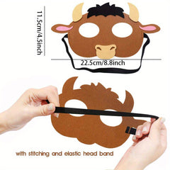 12pcs Felt Farm Animal Masks Assorted Barnyard Animal Designs