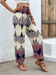 Tribal Print Elastic Waist Pants for Women