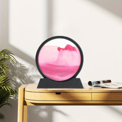 7" Round Flowing Sand Art Decoration Pink