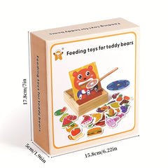 Colorful Bear Feeding Game Toy with Wooden Spoon