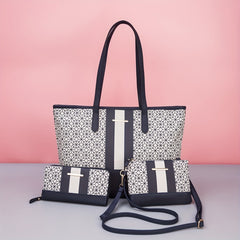 3pcs Tote Crossbody Wristlet Purse Set PU Leather Shoulder Bag Commuter Bag