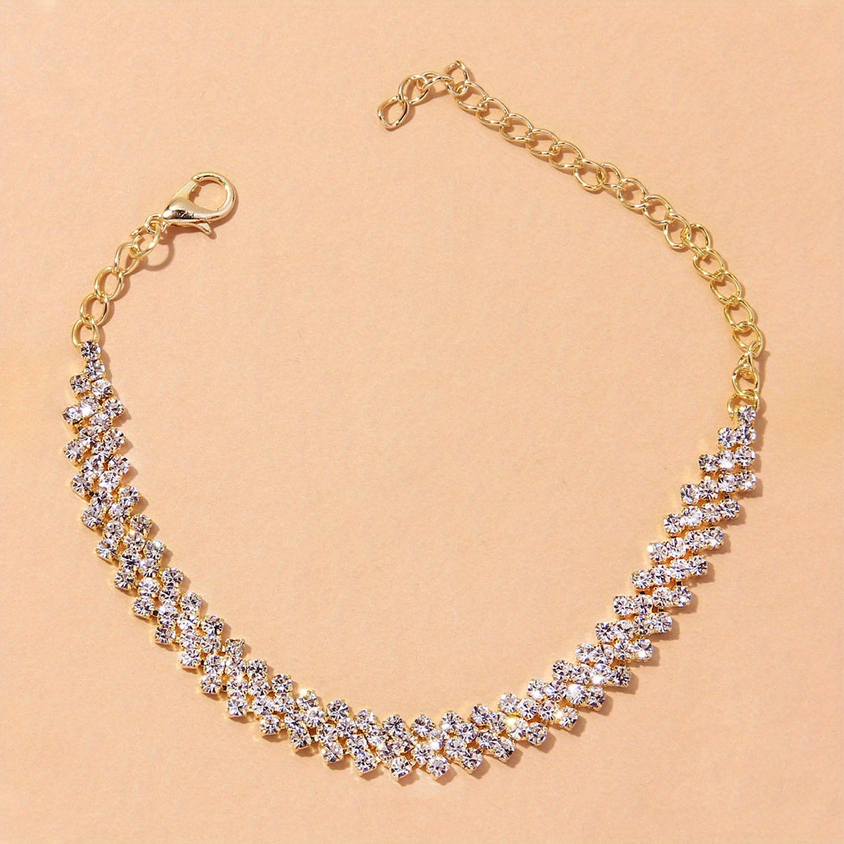 Rhinestone Inlaid Chain Anklet for Wedding