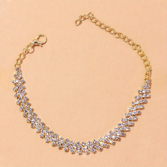 Rhinestone Inlaid Chain Anklet for Wedding