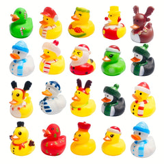 10Pcs Christmas Rubber Ducks Mini Bath Toys Kids Party Favors