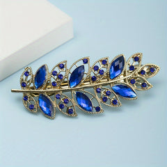 Rhinestone Metal Leaves Hair Clip Barrette Side Clip Sweet Leaf Duck Billed Clip