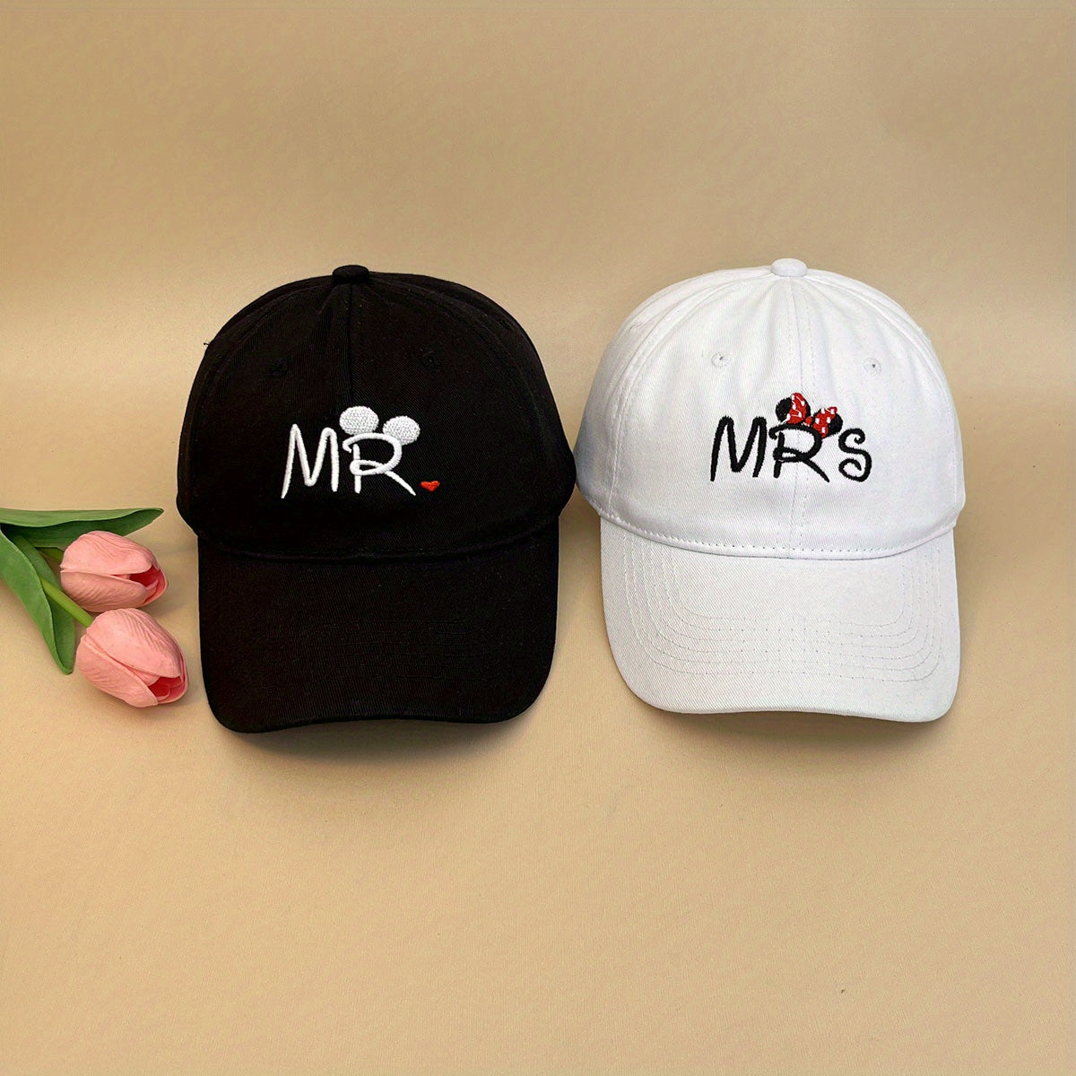 Mr Mrs Bow Embroidered Baseball Cap Solid Sunshade Dad Hat Adjustable