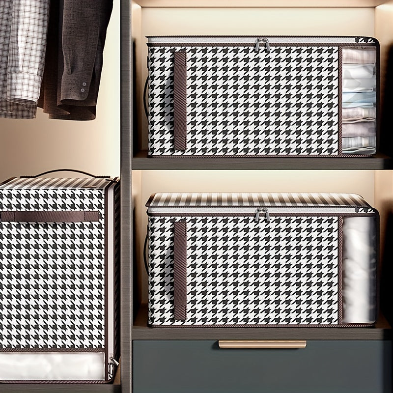 Houndstooth Storage Bag Zipper Dustproof Organizer for Closet