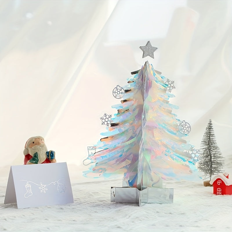 1pc 3D Glitter Christmas Greeting Card Creative Xmas Decor Blessing Message