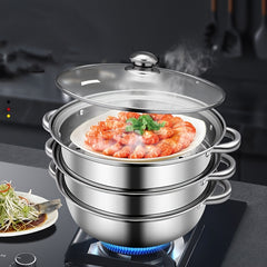 3pcs Stainless Steel Steamer Large Capacity Steaming Fish Cooking Soup