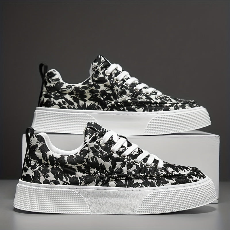 Men's Flowery Skate Shoes Lace up Sneakers