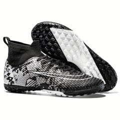 Boy's High Top Turf Soccer Cleats Anti-Skid Lace Up TF Football Boots