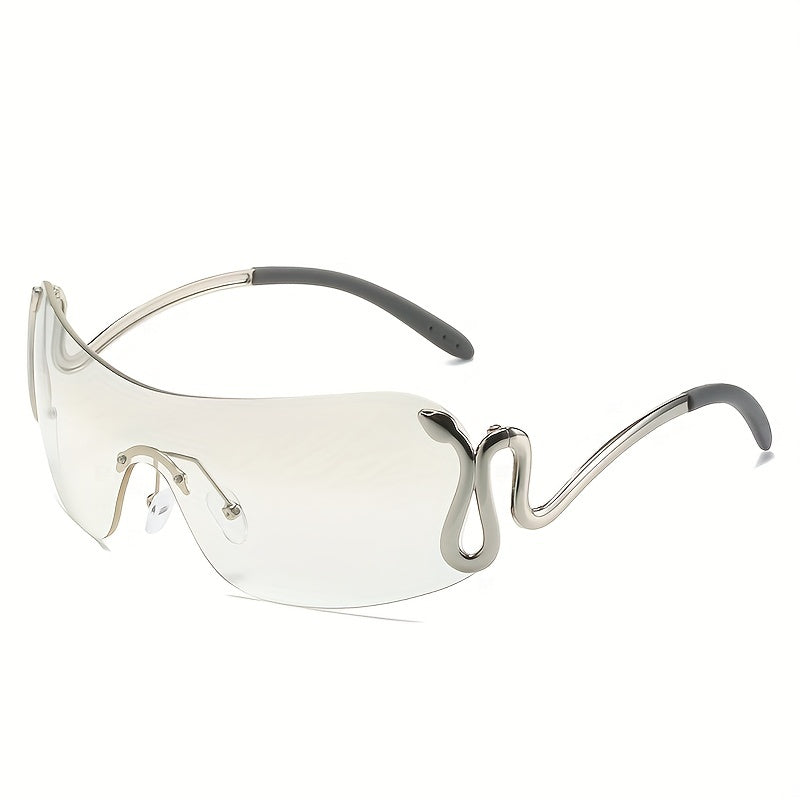 Y2K Rimless Sunglasses Snake Temple UV400
