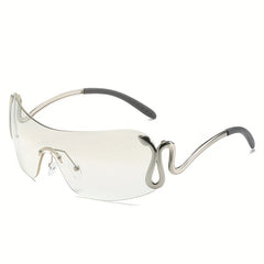 Y2K Rimless Sunglasses Snake Temple UV400