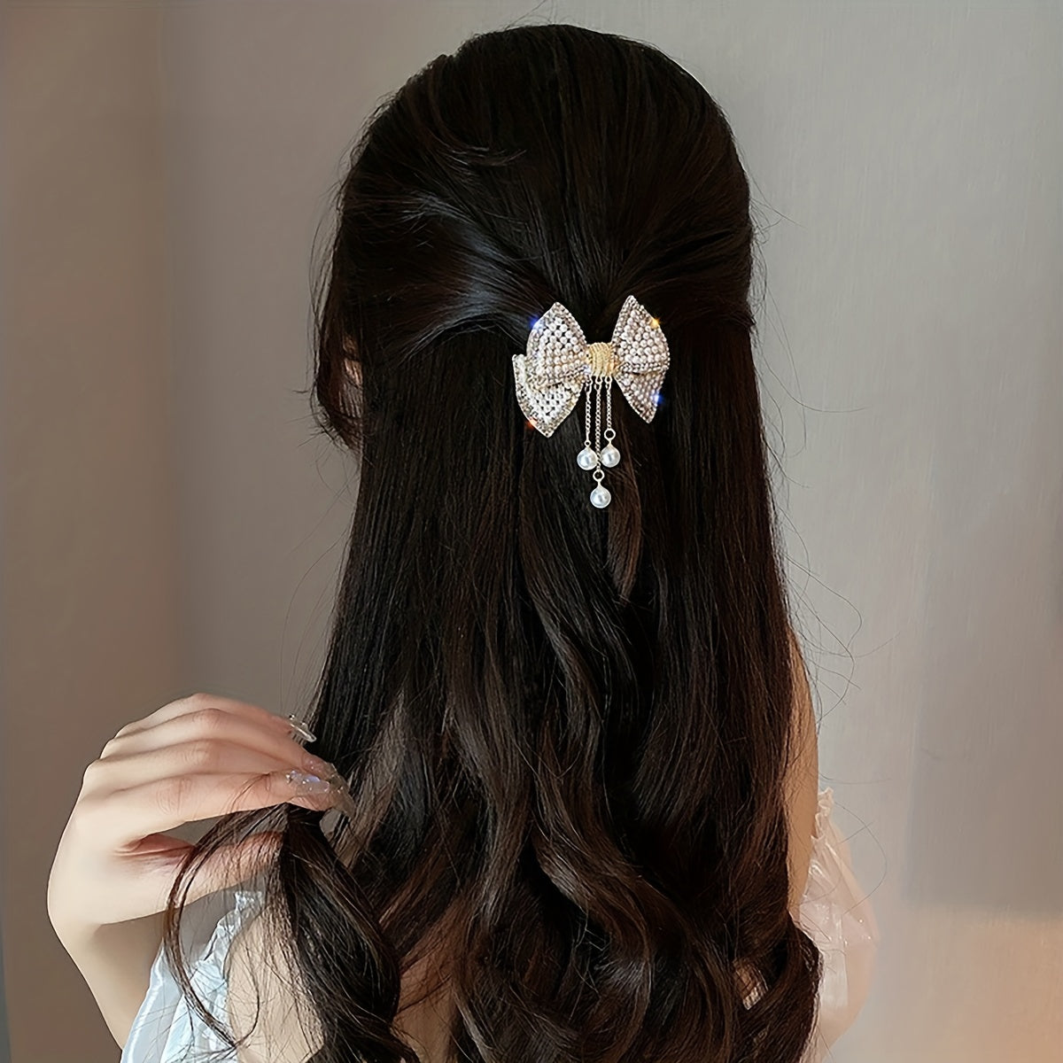 Bowknot Hair Clip with Pendant Head Jewelry for Women