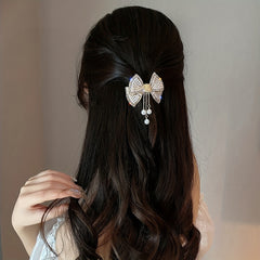 Bowknot Hair Clip with Pendant Head Jewelry for Women
