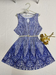  Colorblock Damask Print Tank Dress with Cut Out Ring Detail