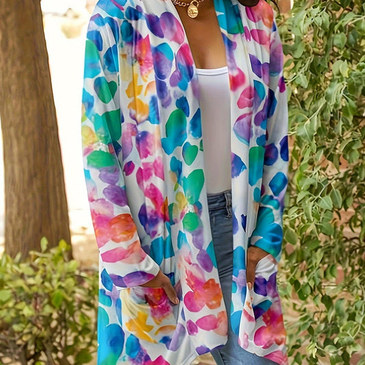  Ombre Dot Print Long Sleeve Open Front Cardigan