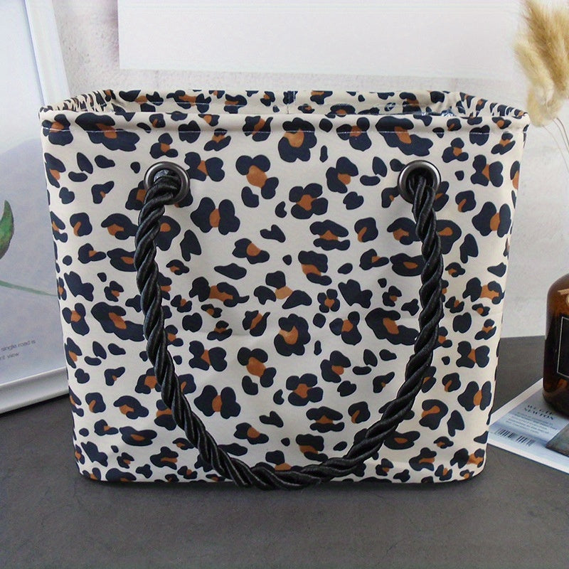 Leopard Grain Printed Handbag Waterproof Lightweight Beach Bag Large Capacity