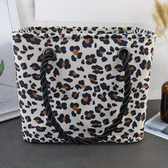 Leopard Grain Printed Handbag Waterproof Lightweight Beach Bag Large Capacity