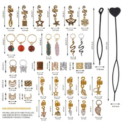 187pcs Butterfly Snake Beads Hair Jewelry Rings Metal Hair Cl