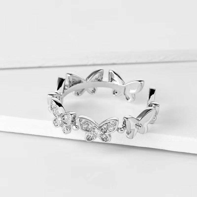 Butterfly Zircon Ring Inlaid Zircon Ring Female Opening Adjustable