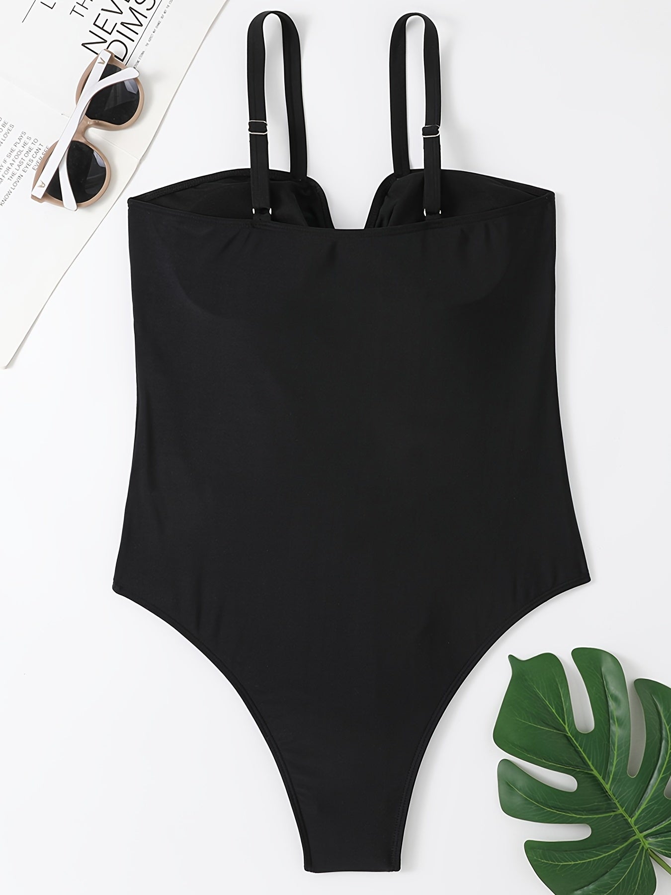  Fish Print Cut Out One Piece Swimsuit